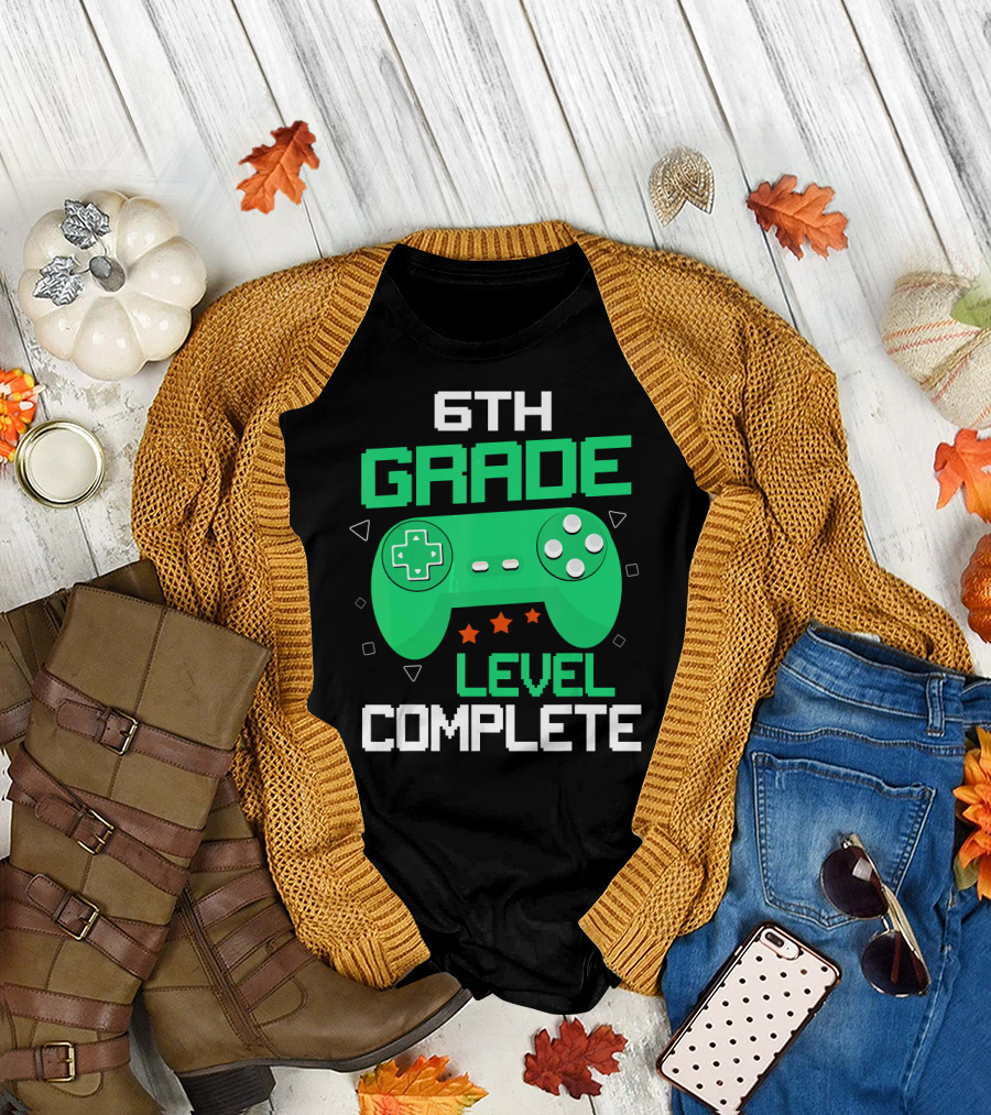 6th Grade Level Complete Gamer Gaming Controller T-Shirt