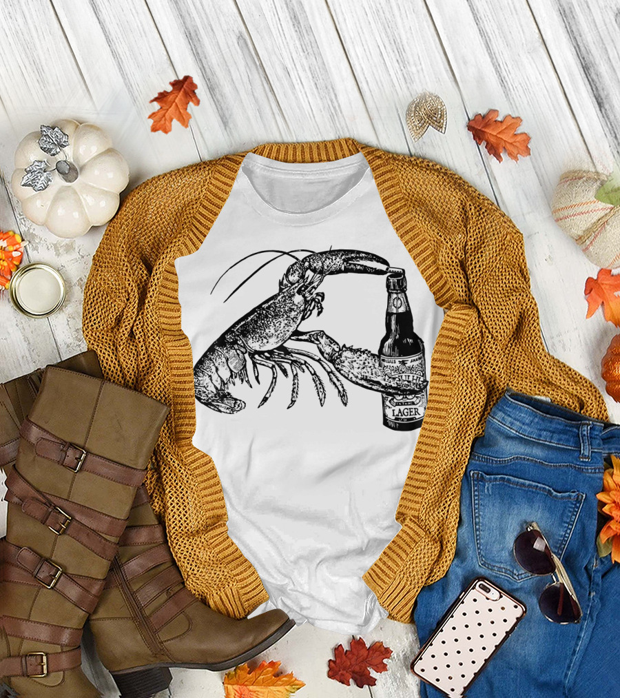 Beer Drinking Lobster Enjoying Craft Lager T-Shirt