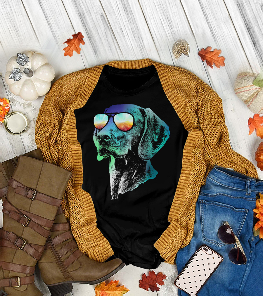 Groovy Vizsla Dog with Disco Sunglasses T-Shirt