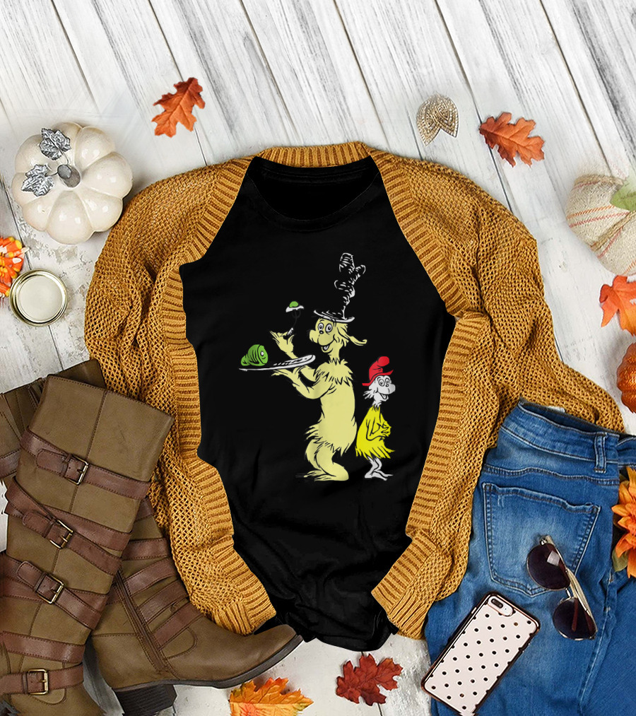 Dr. Seuss Green Eggs and Ham Sam I Am Yellow Creature with Hat T-Shirt