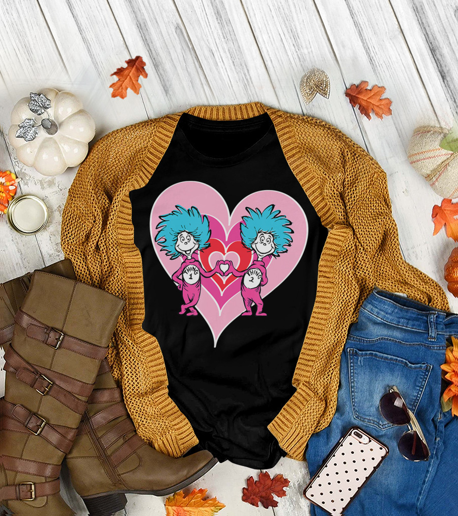 Dr. Seuss Thing 1 Thing 2 Heart Love T-Shirt
