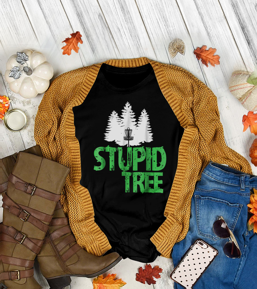 Stupid Tree Disc Golf Funny Frisbee Forest Scene T-Shirt