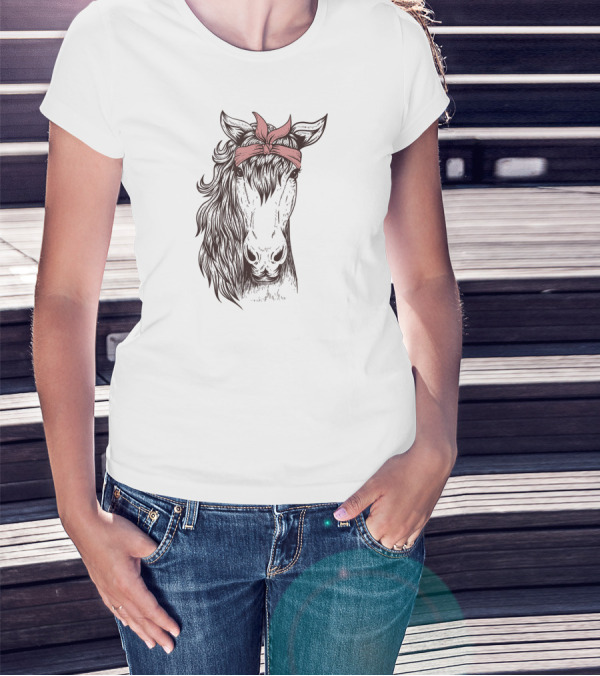 Horse With Pink Bandana For Equestrian T-Shirt