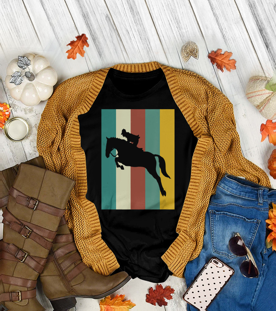 Horse Riding Colors Eque Vintage Silhouette Jump T-Shirt