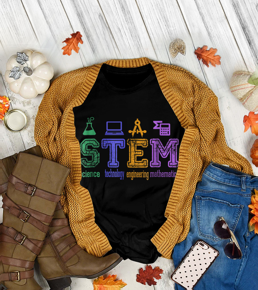 STEM Science Technology Engineering Mathematics Icons T-Shirt