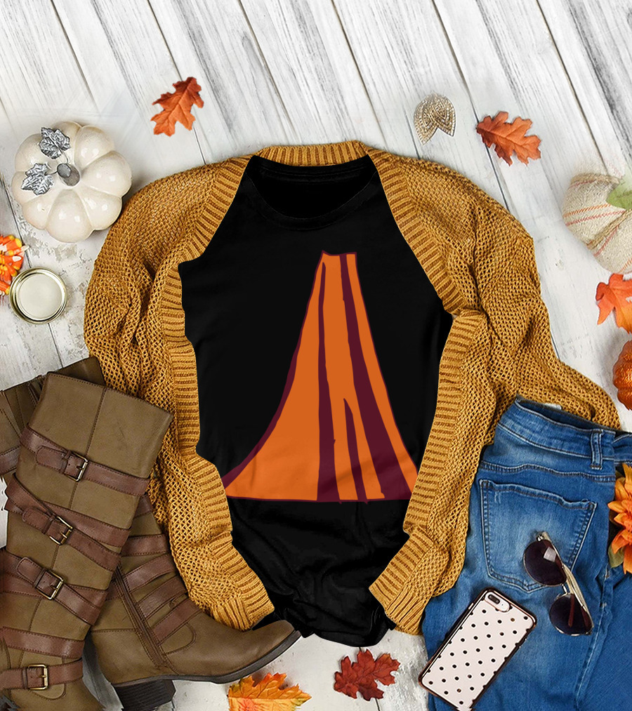 Volcano Mountains Hill Nature Graphic Abstract Orange Black T-Shirt