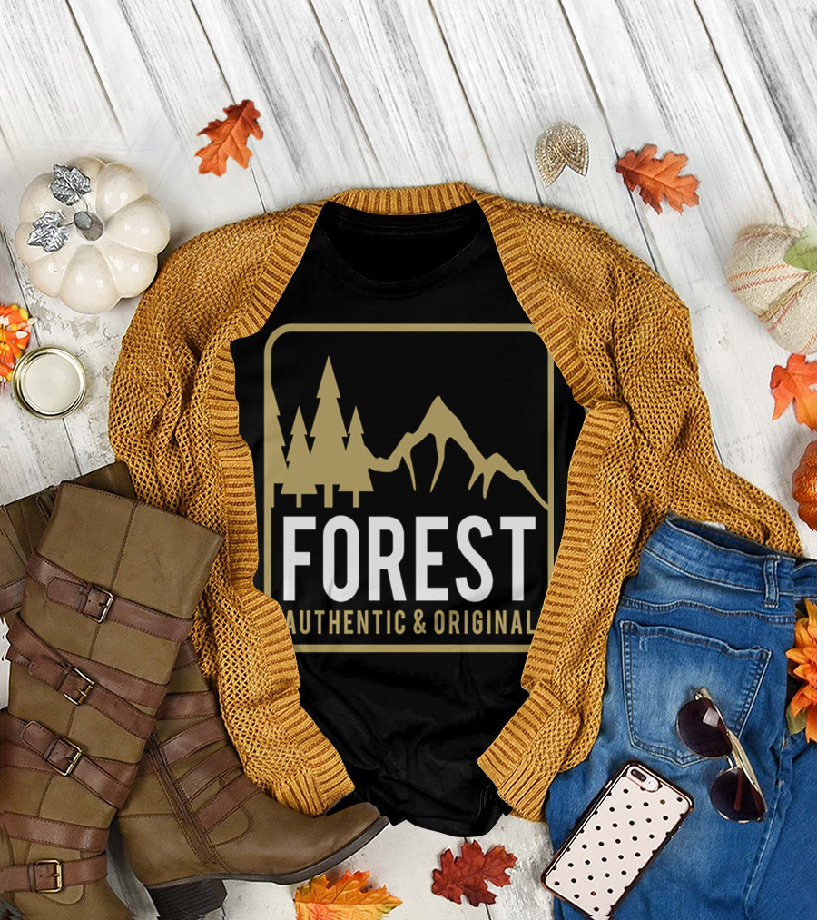 Forest Authentic and Original Camping Mountains Geometry T-Shirt