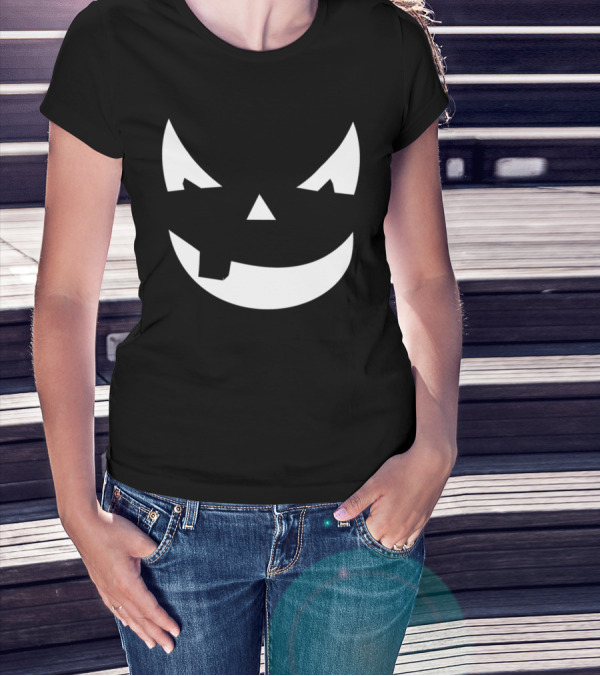 Halloween Pumpkin Holiday Jack-O'-Lantern Face T-Shirt
