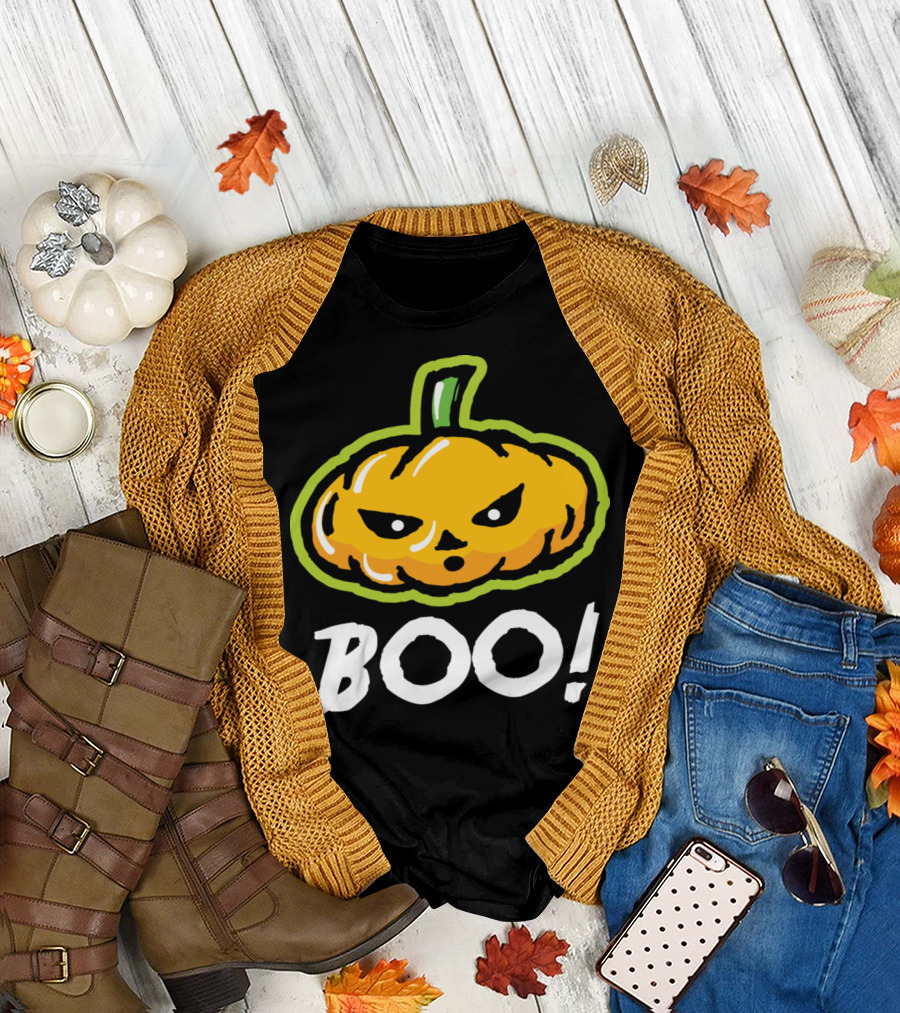 Boo Pumpkin Halloween Drawing T-Shirt