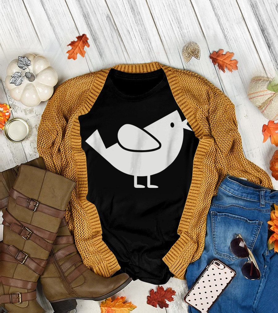 Comic Bird Black and White Minimalist T-Shirt
