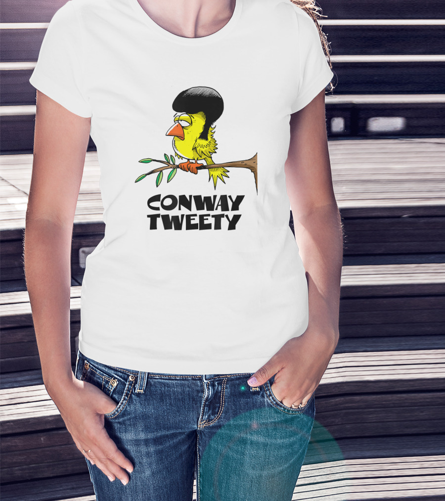Conway Tweety Funny Cartoon Bird With Hair On Branch T-Shirt