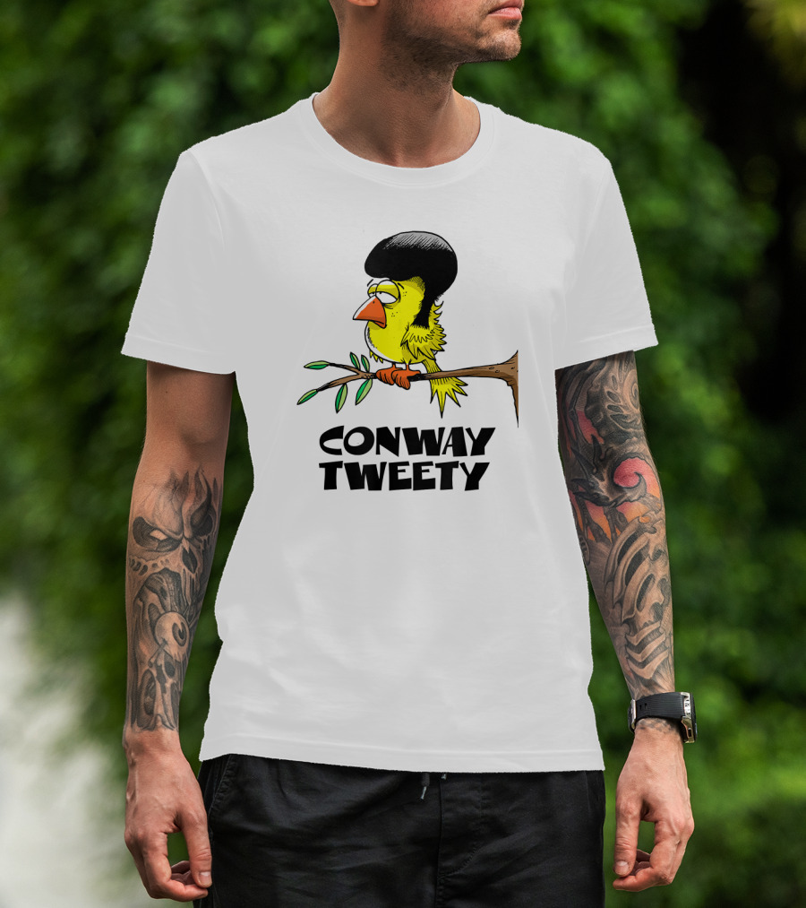 Conway Tweety Funny Cartoon Bird With Hair On Branch T-Shirt