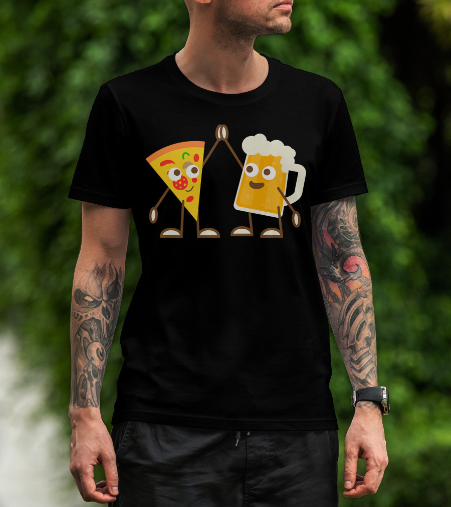 Pizza And Beer Slice High Five Fun T-Shirt