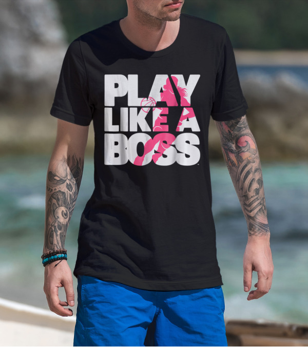 PLAY LIKE A BOSS Basketball Silhouette Pink Highlights T-Shirt