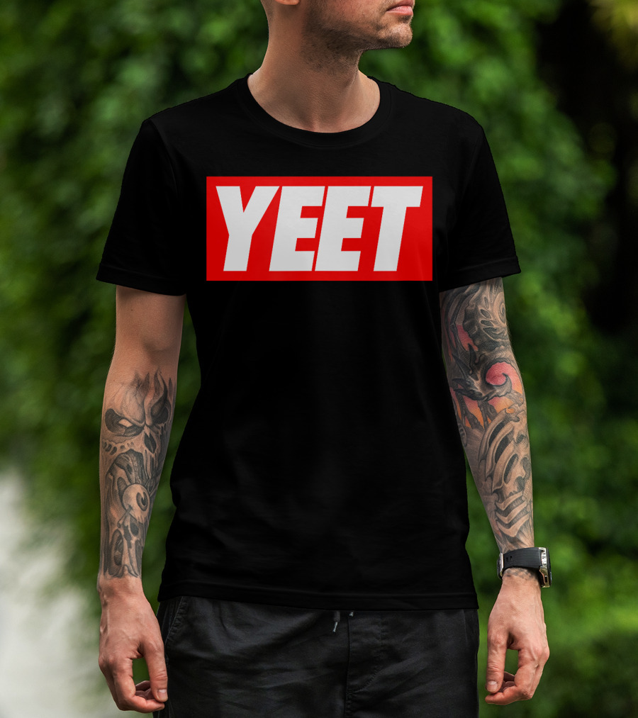 Yeet Basketball Red Bold Typography T-Shirt