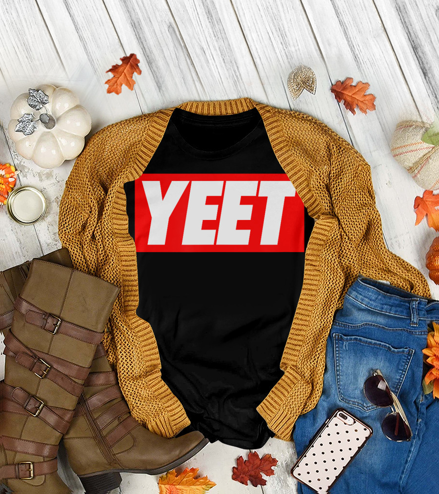 Yeet Basketball Red Bold Typography T-Shirt