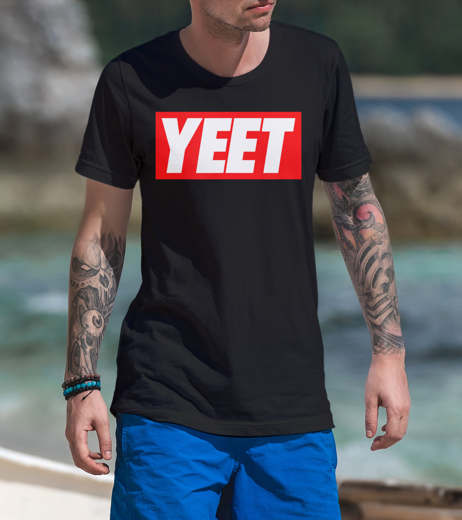 Yeet Basketball Red Bold Typography T-Shirt