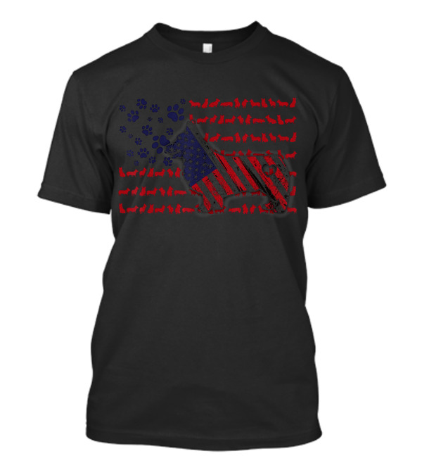 Corgi Flag Paws American 4th Of July Puppy T-Shirt