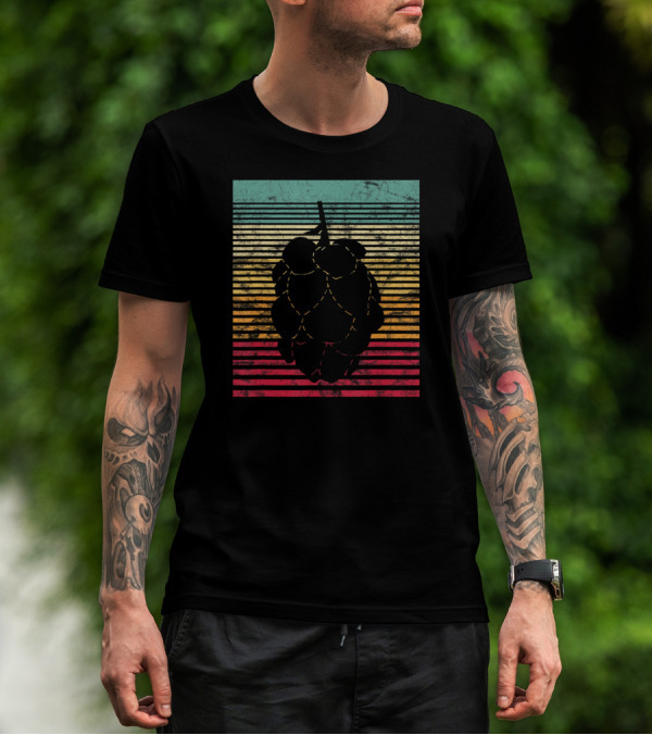 Vintage Hops Leaf Craft Beer Retro Stripes T-Shirt