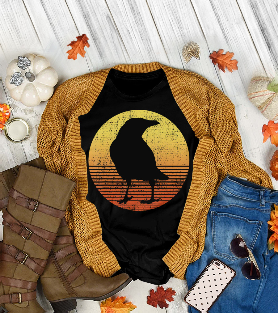 Crow Bird Lover Raven Sunset T-Shirt