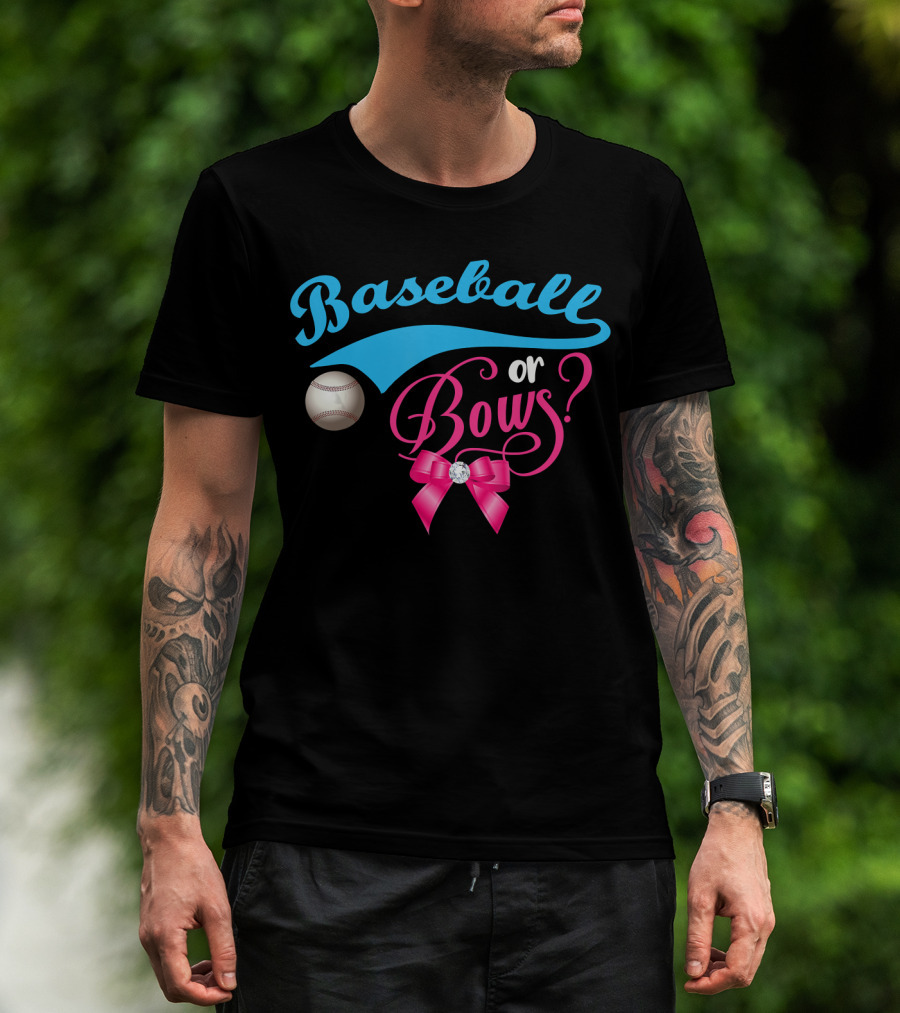 Baseball Or Bows Gender Reveal Party T-Shirt