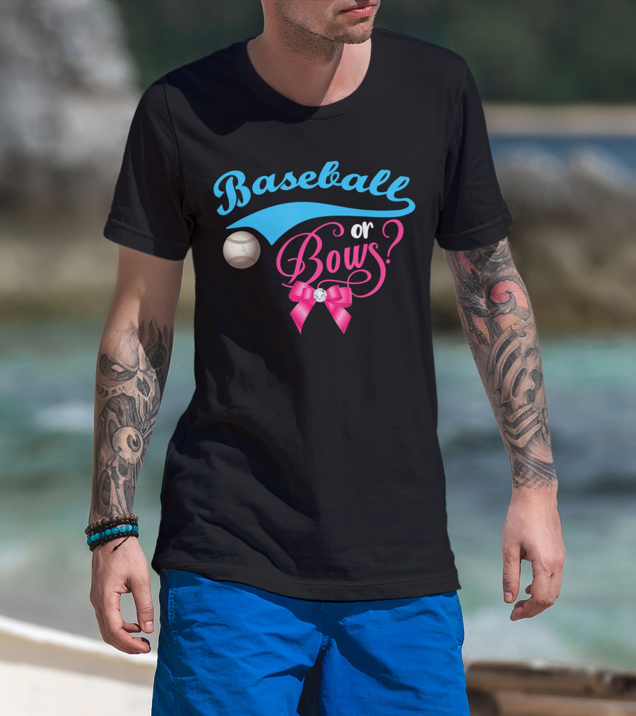 Baseball Or Bows Gender Reveal Party T-Shirt