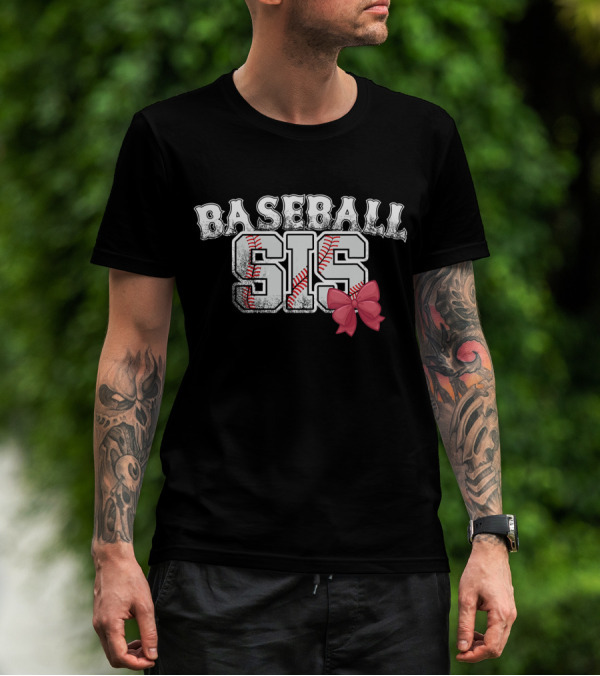 Baseball Sis With Pink Bow T-Shirt