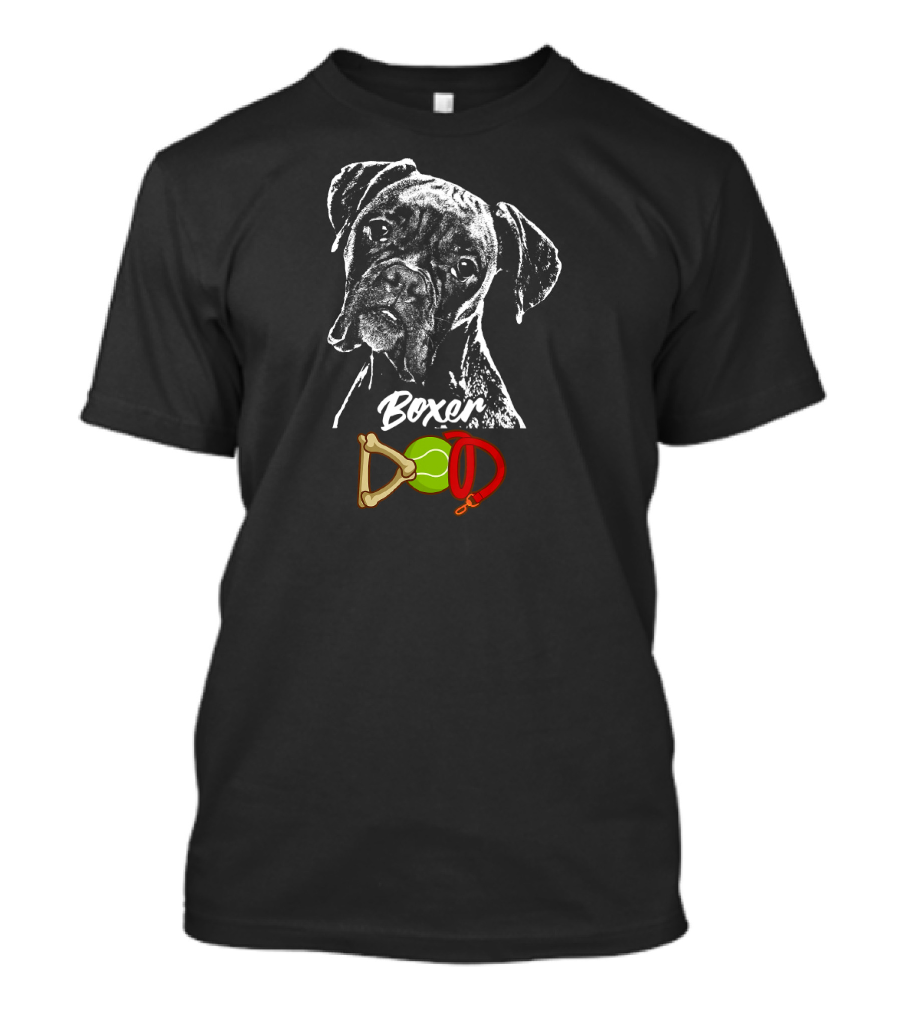 Boxer Dad Tennis Ball Bone Dog Collar T-Shirt