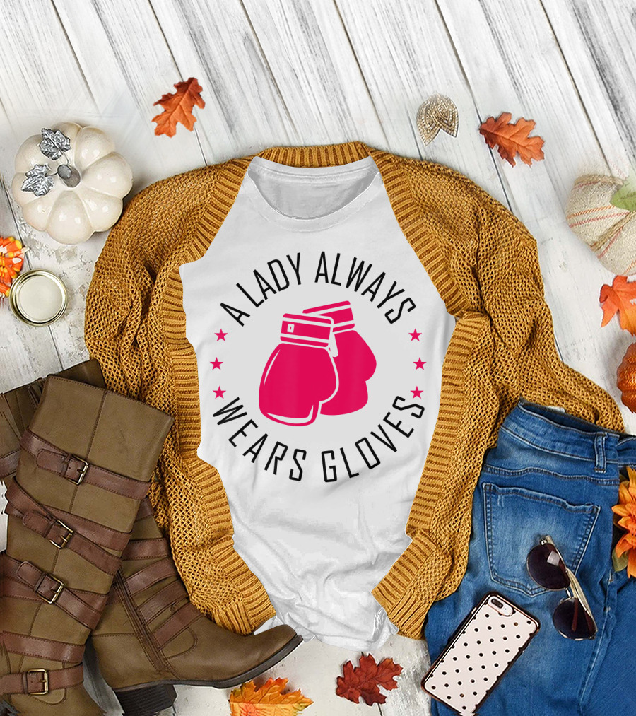 A Lady Always Wears Gloves Boxing Gloves T-Shirt