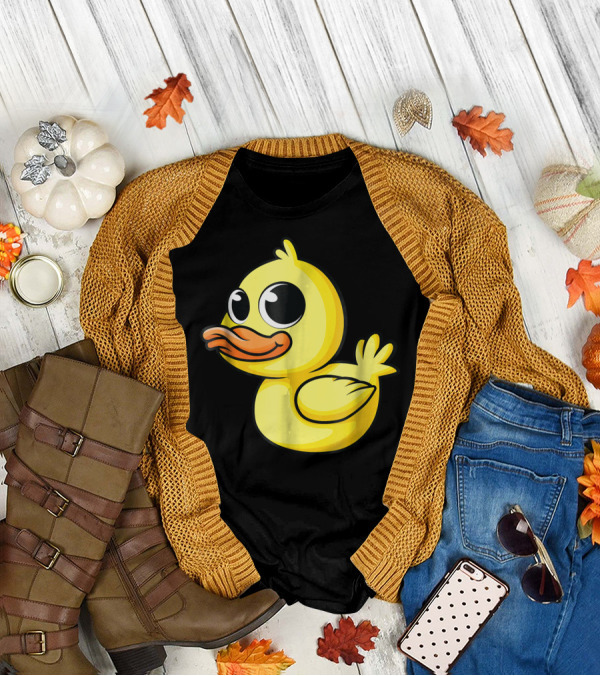 Cute Yellow Cartoon Duckling Baby Duck Bird T-Shirt