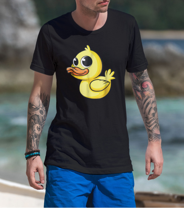 Cute Yellow Cartoon Duckling Baby Duck Bird T-Shirt