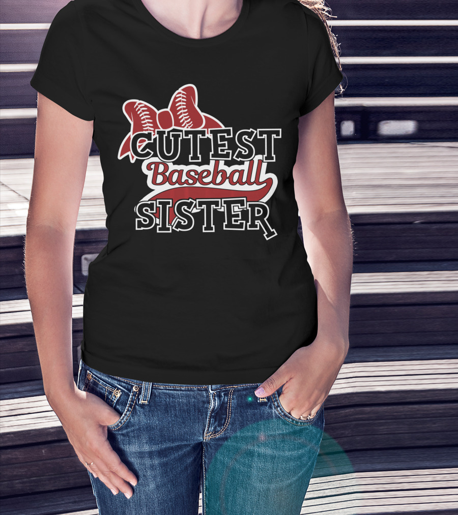 Cutest Baseball Sister Bow T-Shirt