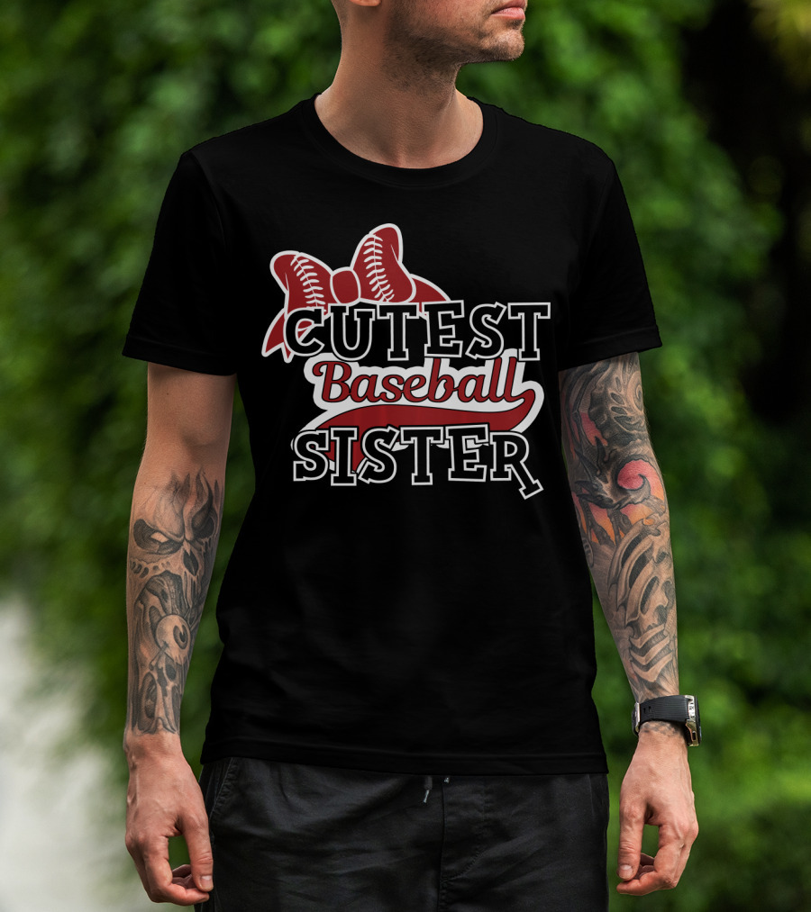 Cutest Baseball Sister Bow T-Shirt