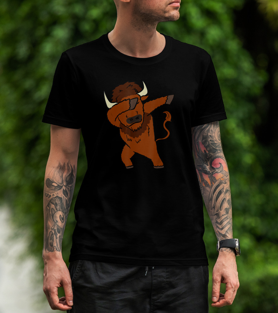 Dabbing Bison Dab Dance Funny Animal Cartoon T-Shirt