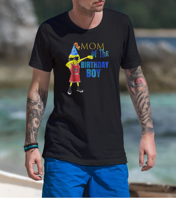MOM OF THE BIRTHDAY BOY Dabbing Emoji Basketball 23 Party Hat T-Shirt
