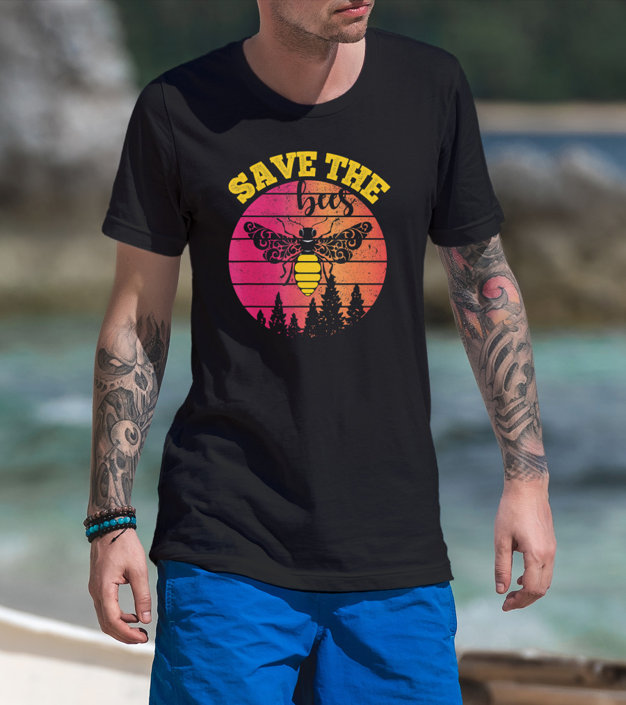 Save The Bees Distressed Honey Bee Lovers T-Shirt