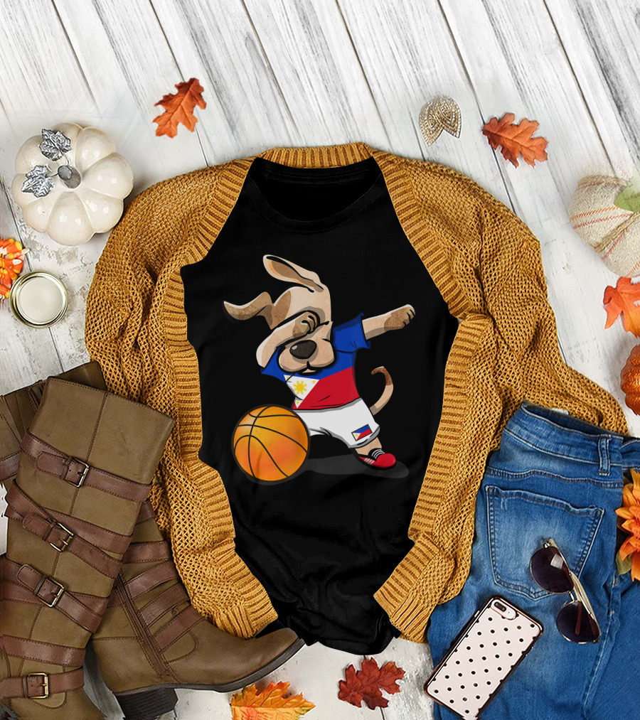 Dog Dabbing Basketball Philippines Jersey Flag T-Shirt