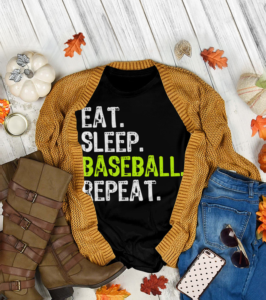 Eat Sleep Baseball Repeat Funny Cool Player Coach T-Shirt