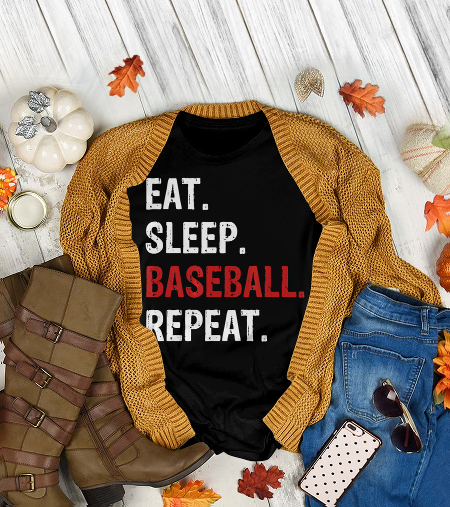 Eat Sleep Baseball Repeat Funny Baseball Enthusiast T-Shirt