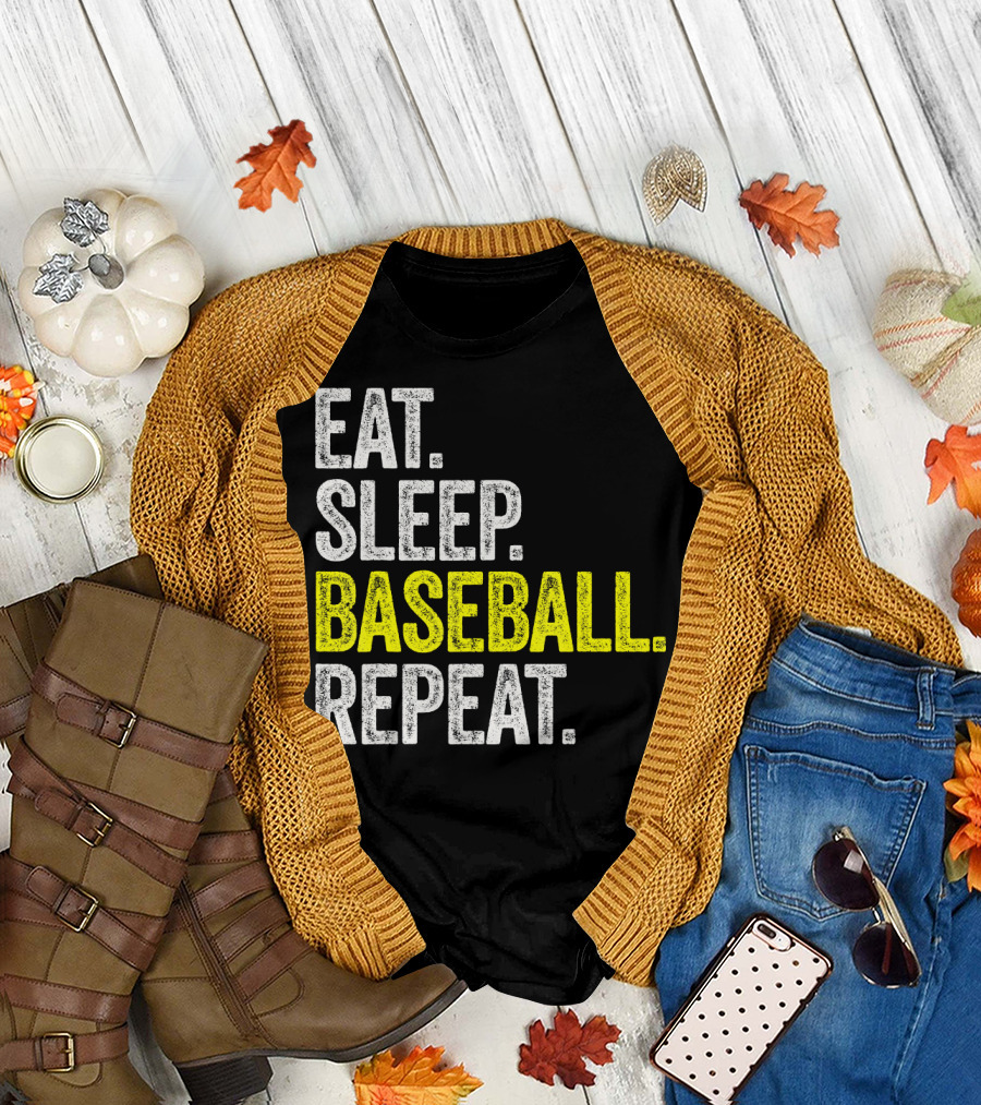 EAT SLEEP BASEBALL REPEAT Player Pitche T-Shirt