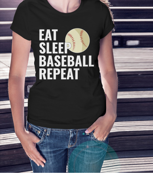 Eat Sleep Baseball Repeat Men Kid Bo Sports Lifestyle T-Shirt