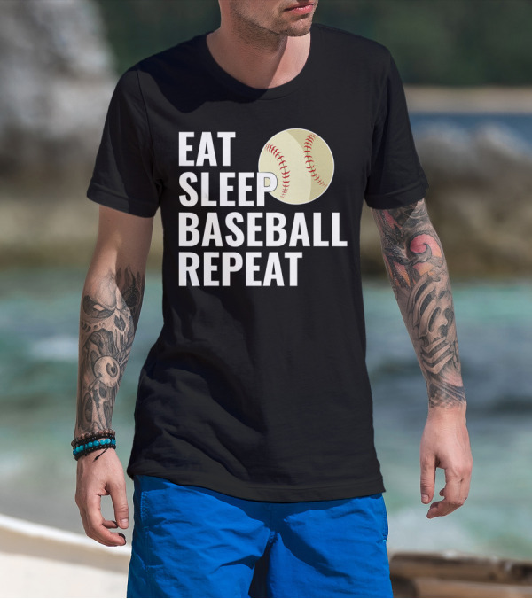 Eat Sleep Baseball Repeat Men Kid Bo Sports Lifestyle T-Shirt