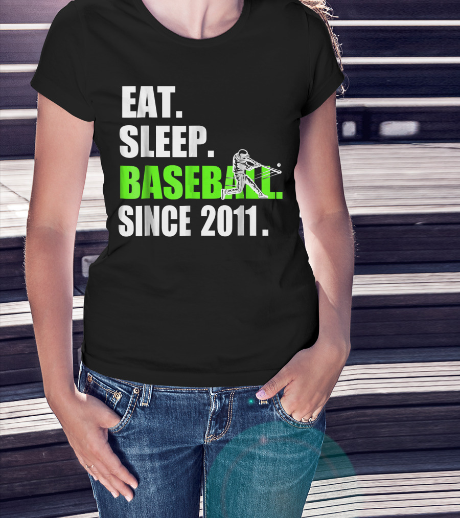 Eat Sleep Baseball Since 2011 Batter Swinging T-Shirt