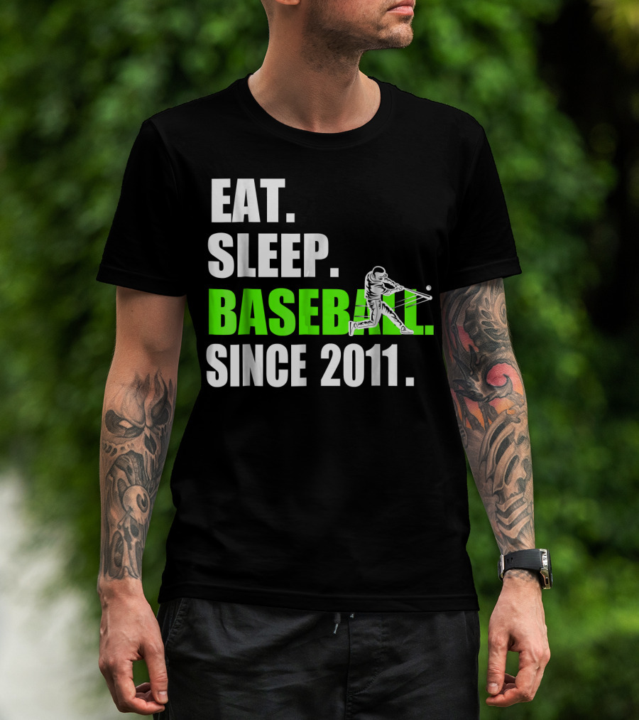 Eat Sleep Baseball Since 2011 Batter Swinging T-Shirt