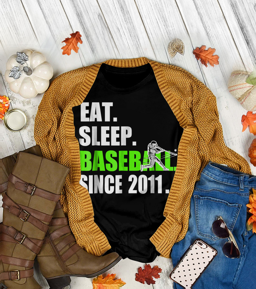 Eat Sleep Baseball Since 2011 Batter Swinging T-Shirt