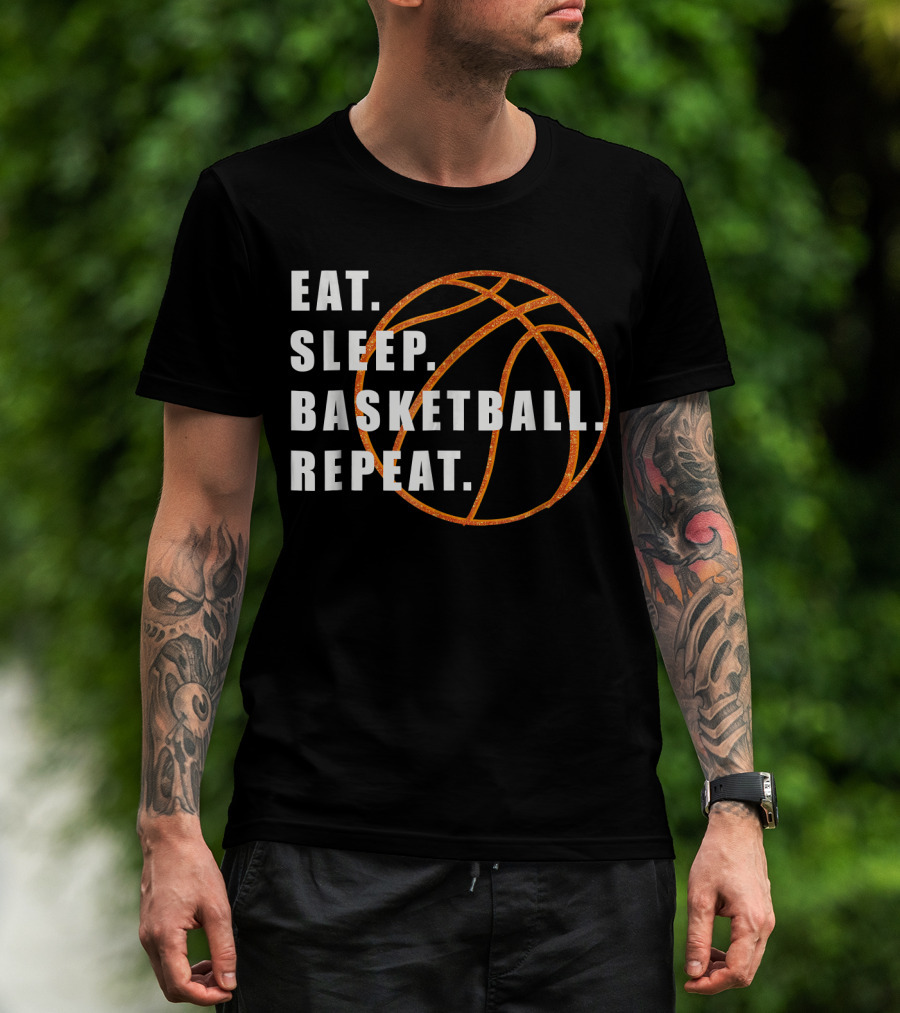 Eat Sleep Basketball Repeat Basketball Lines T-Shirt
