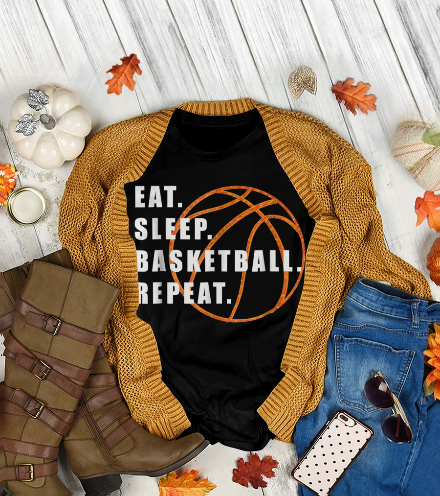 Eat Sleep Basketball Repeat Basketball Lines T-Shirt