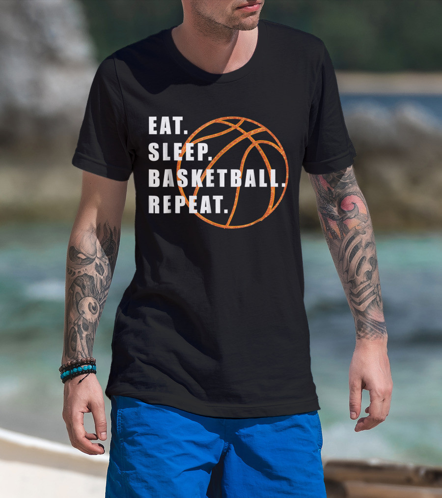 Eat Sleep Basketball Repeat Basketball Lines T-Shirt