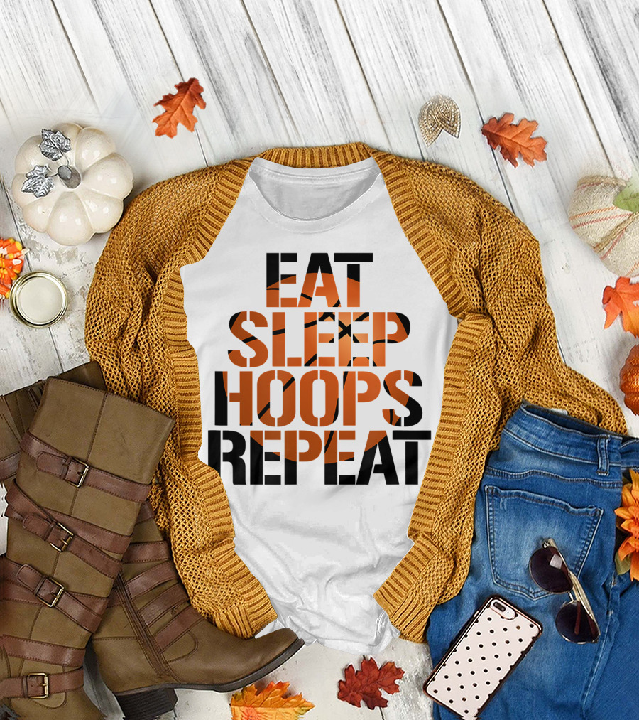 Eat Sleep Hoops Repeat Basketball Orange T-Shirt