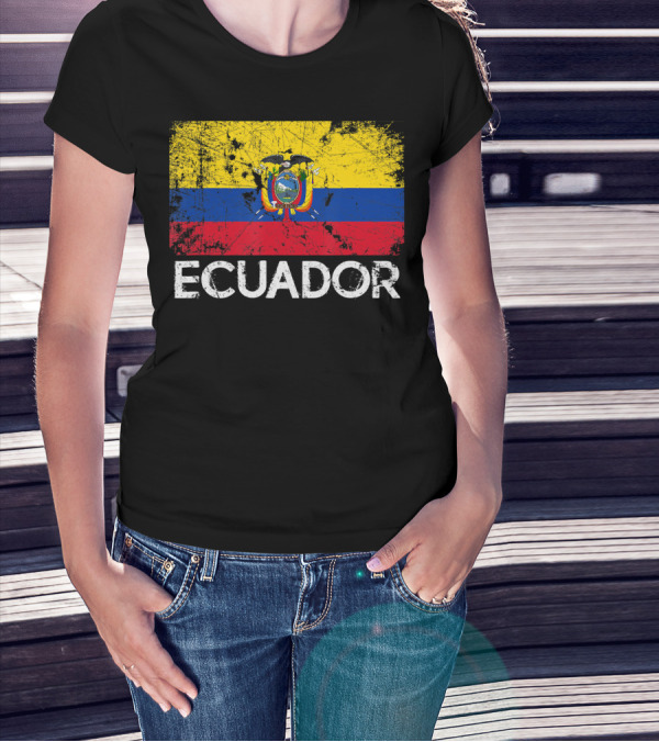 Ecuador Vintage Flag Grunge T-Shirt